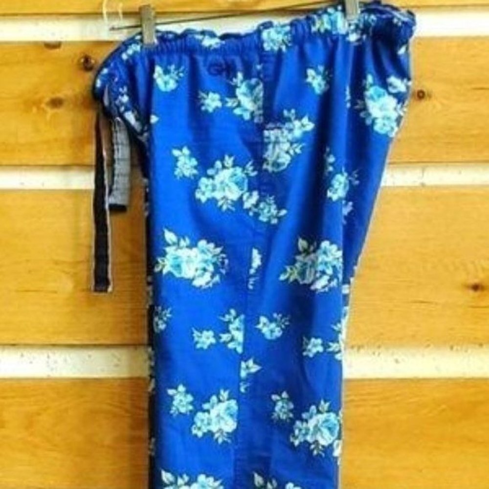 Gilly Hicks Sydney Sleep Blue Floral Pajama Pants Elastic Waist Large L